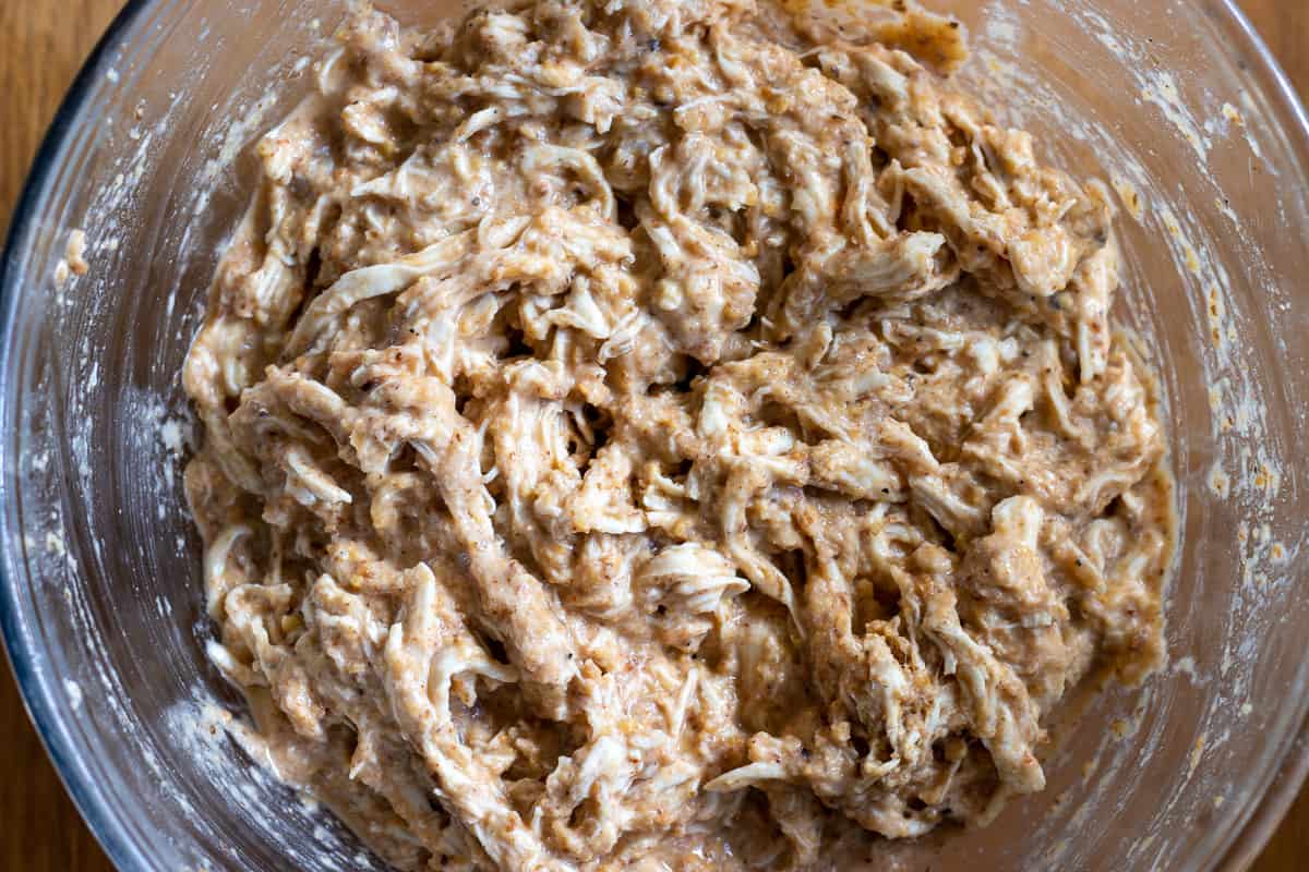 The ingredients for cerkez tavugu mixed together in a bowl