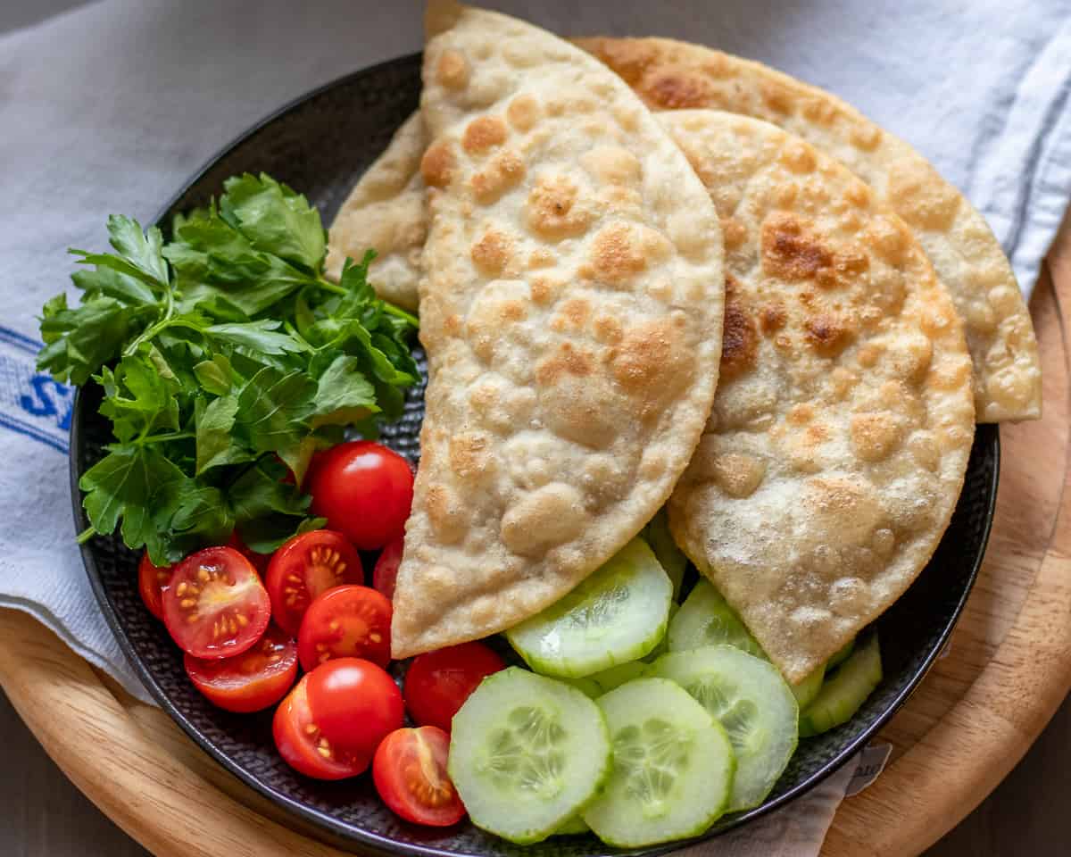 cig borek - Chebureki served with salad