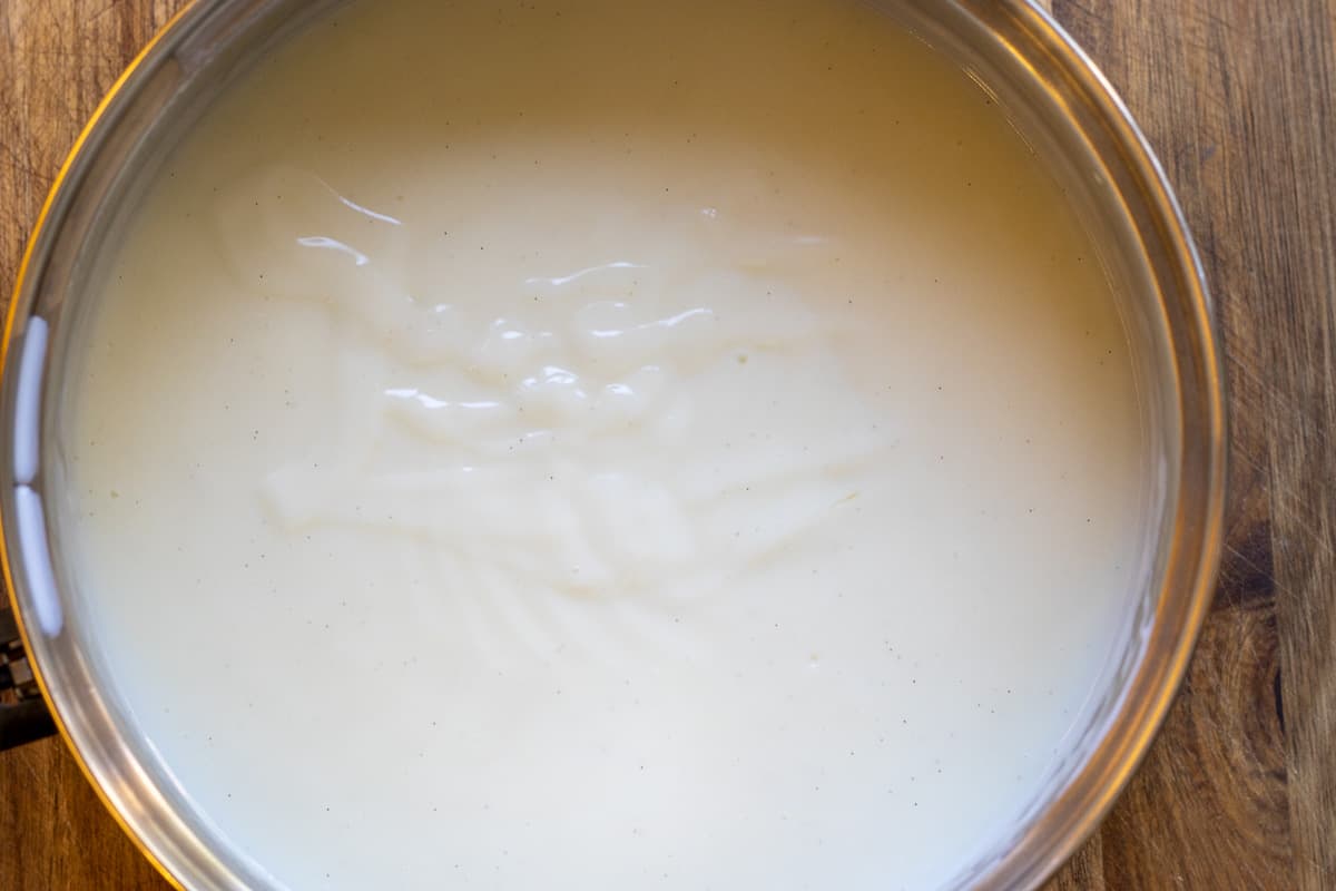 boil the milk and add the slurry