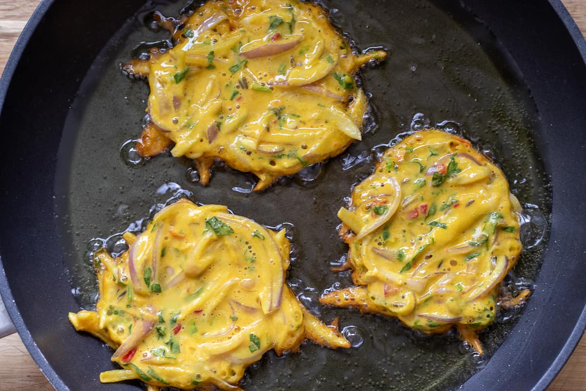 Bhajis Arte frying in hot oil