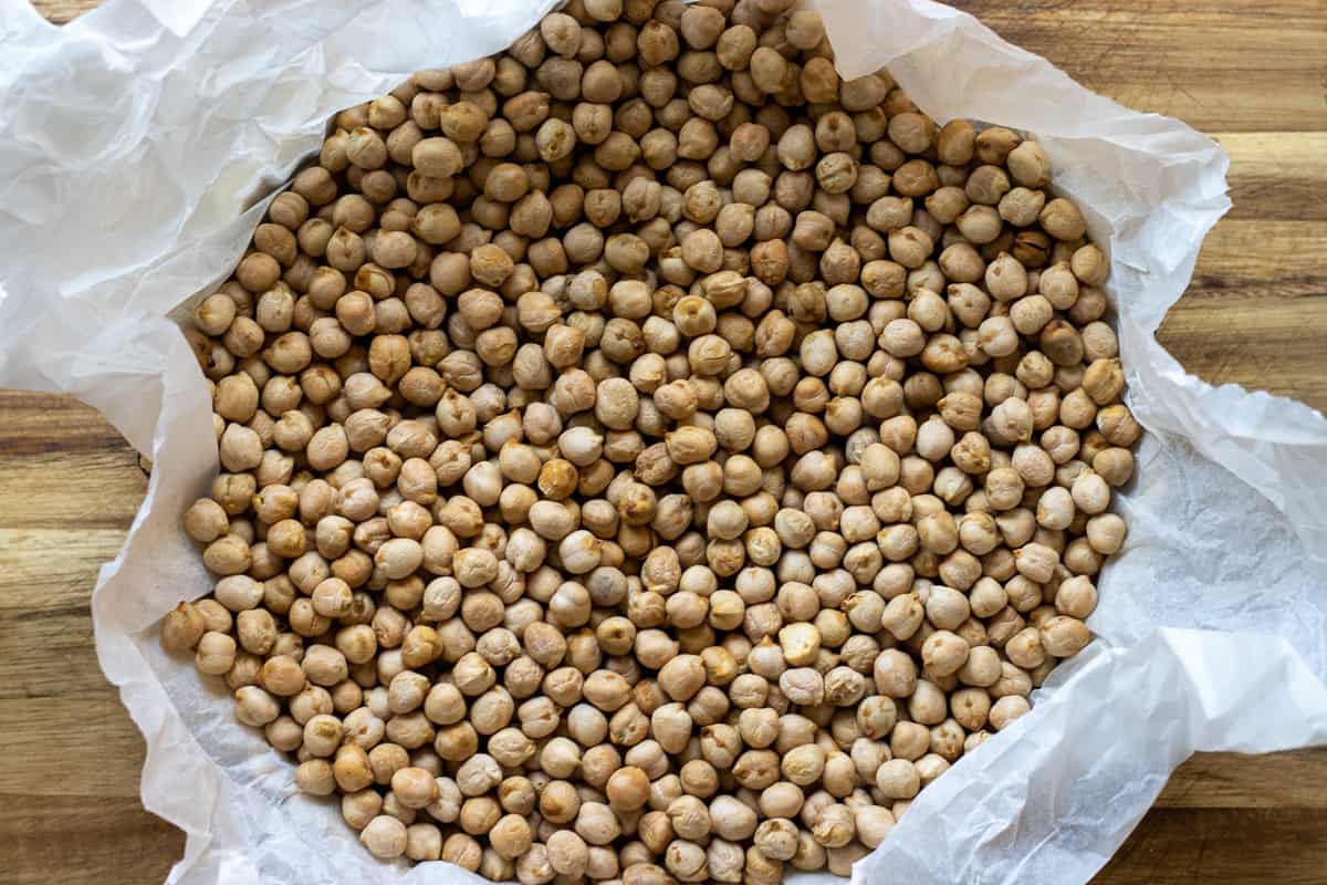 Pie weights on a baking paper to stop the dough rising while cooking
