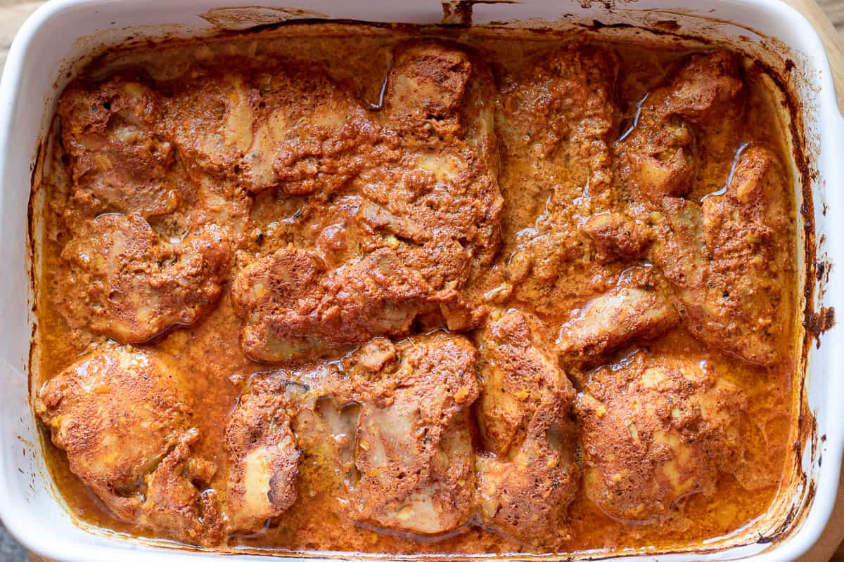 chicken pieces are cooked in the oven