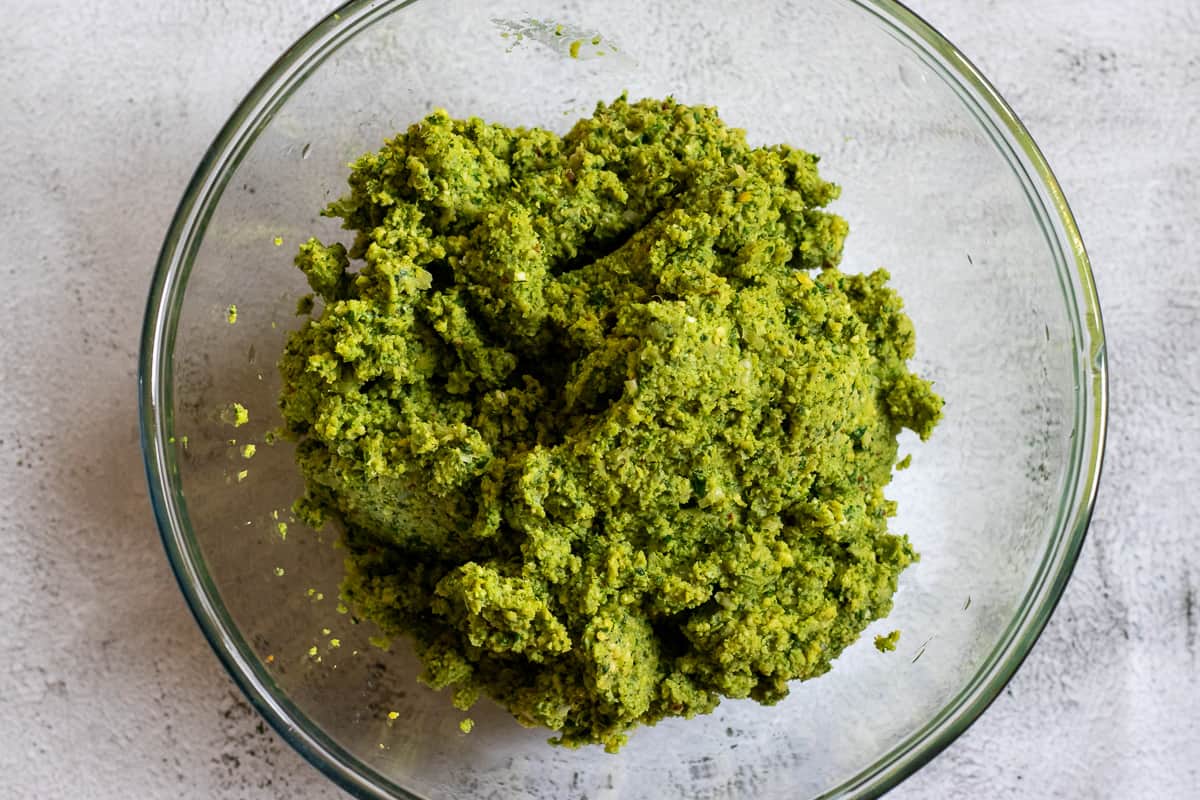 Lebanese falafel mixture in a bowl