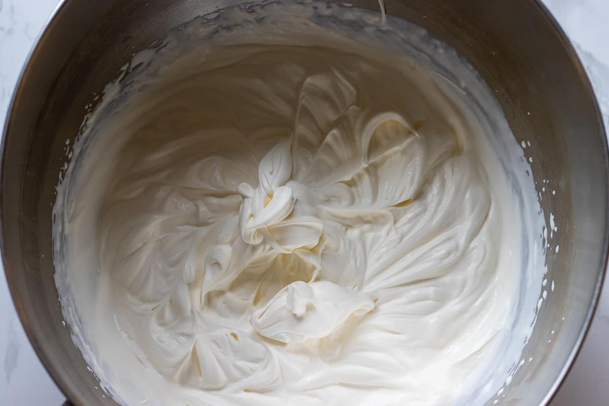 cream is whipped until stiff