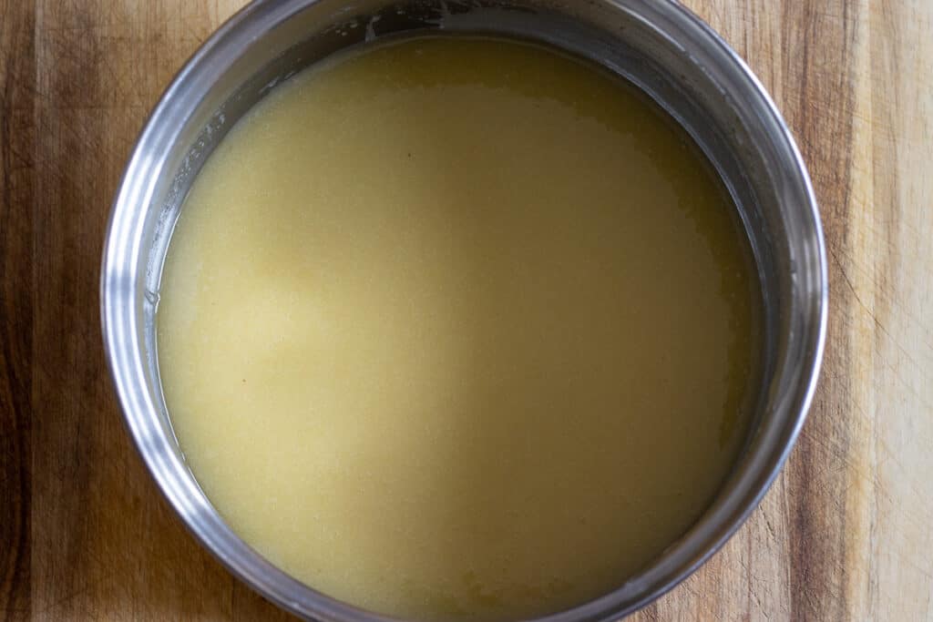 Honey, sugar and butter are melted over medium heat.