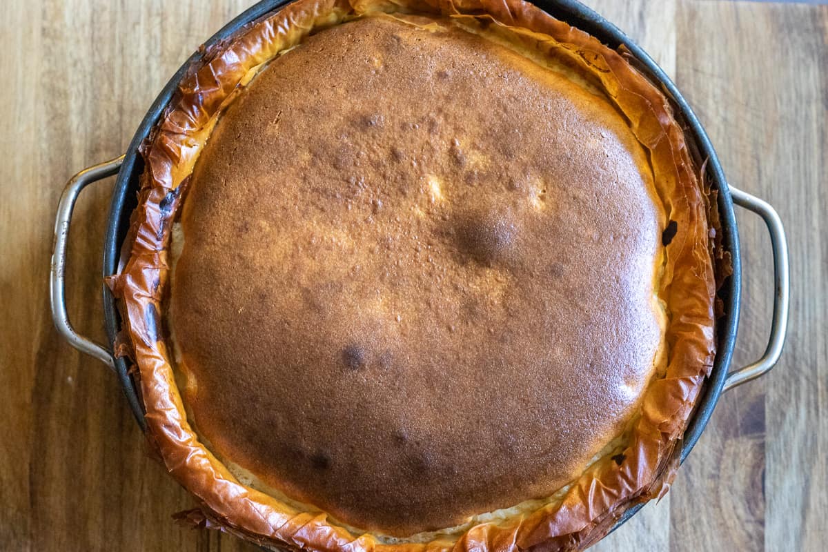 baklava cheesecake is baked until the c cheesecake is set and the filo is golden and crispy