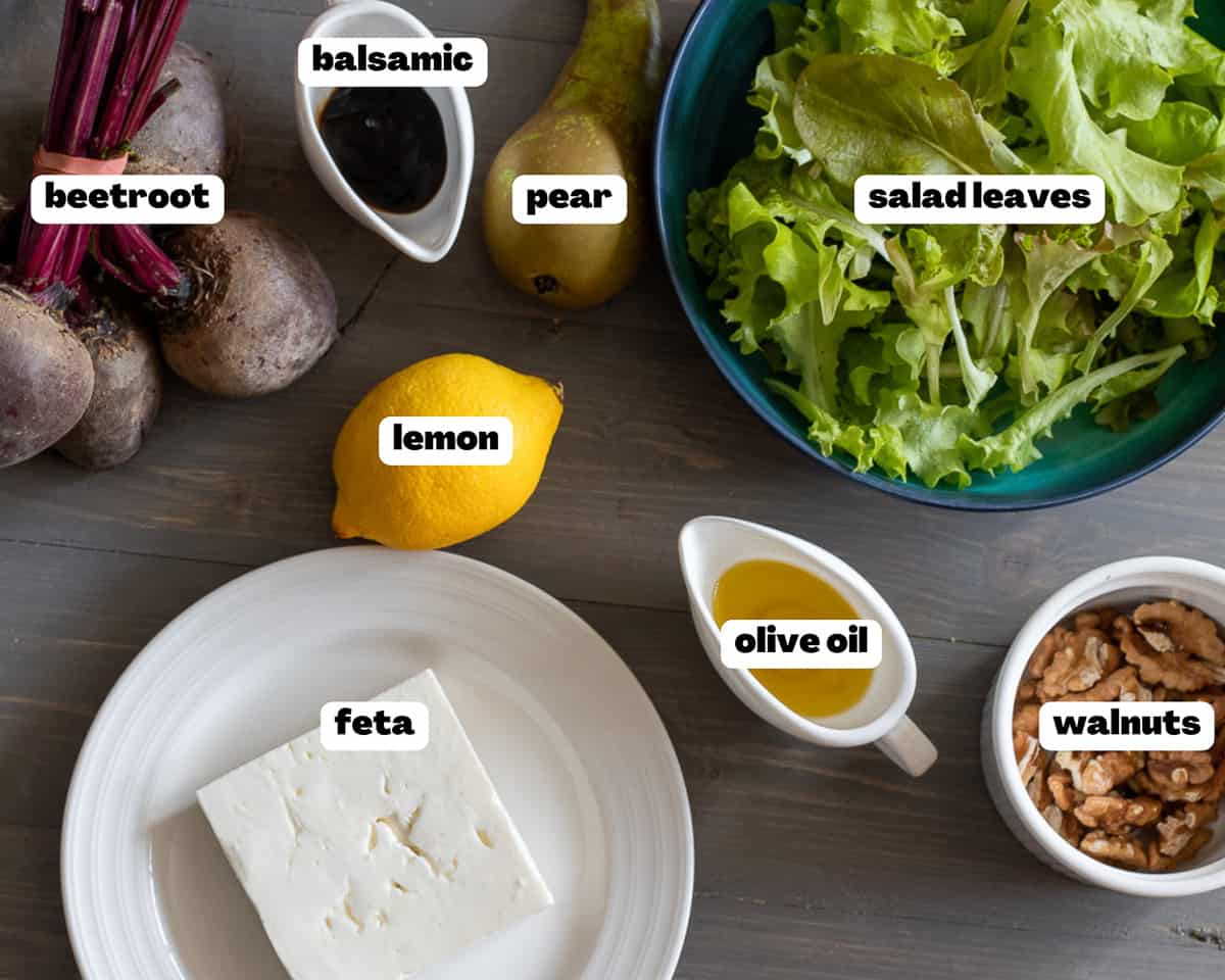 Labelled ingredients for the recipe.