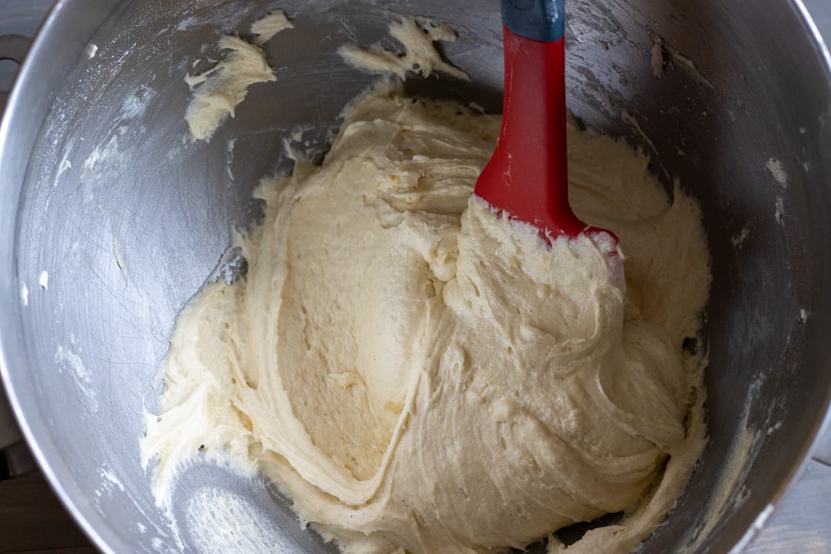 dry ingredients are gently folded into wet ingredients