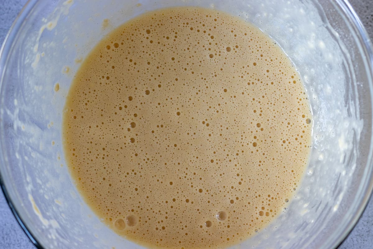 the milk is mixed with the eggs