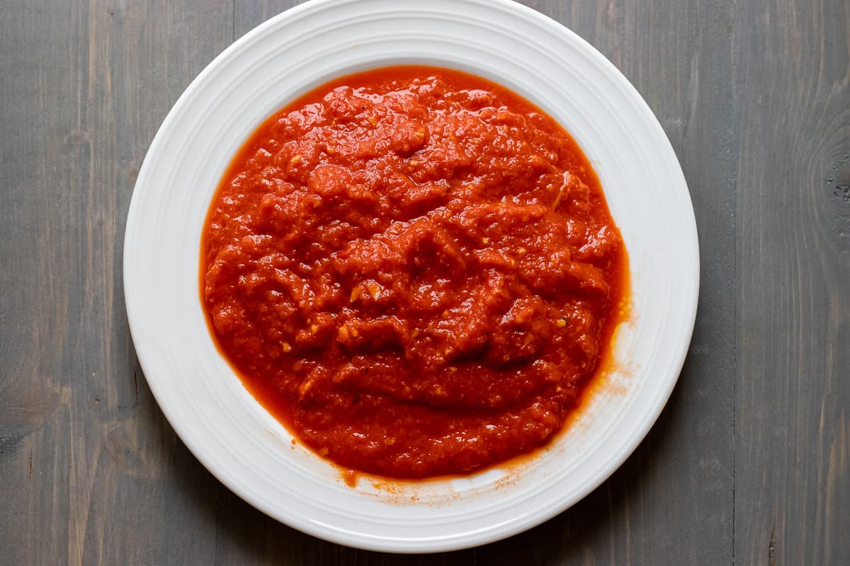 blitzed roasted red peppers