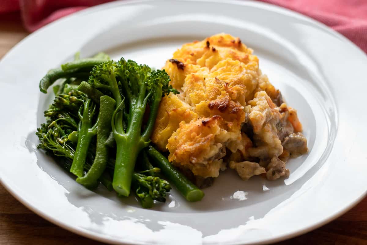 turkey shepherd pie portioned and served