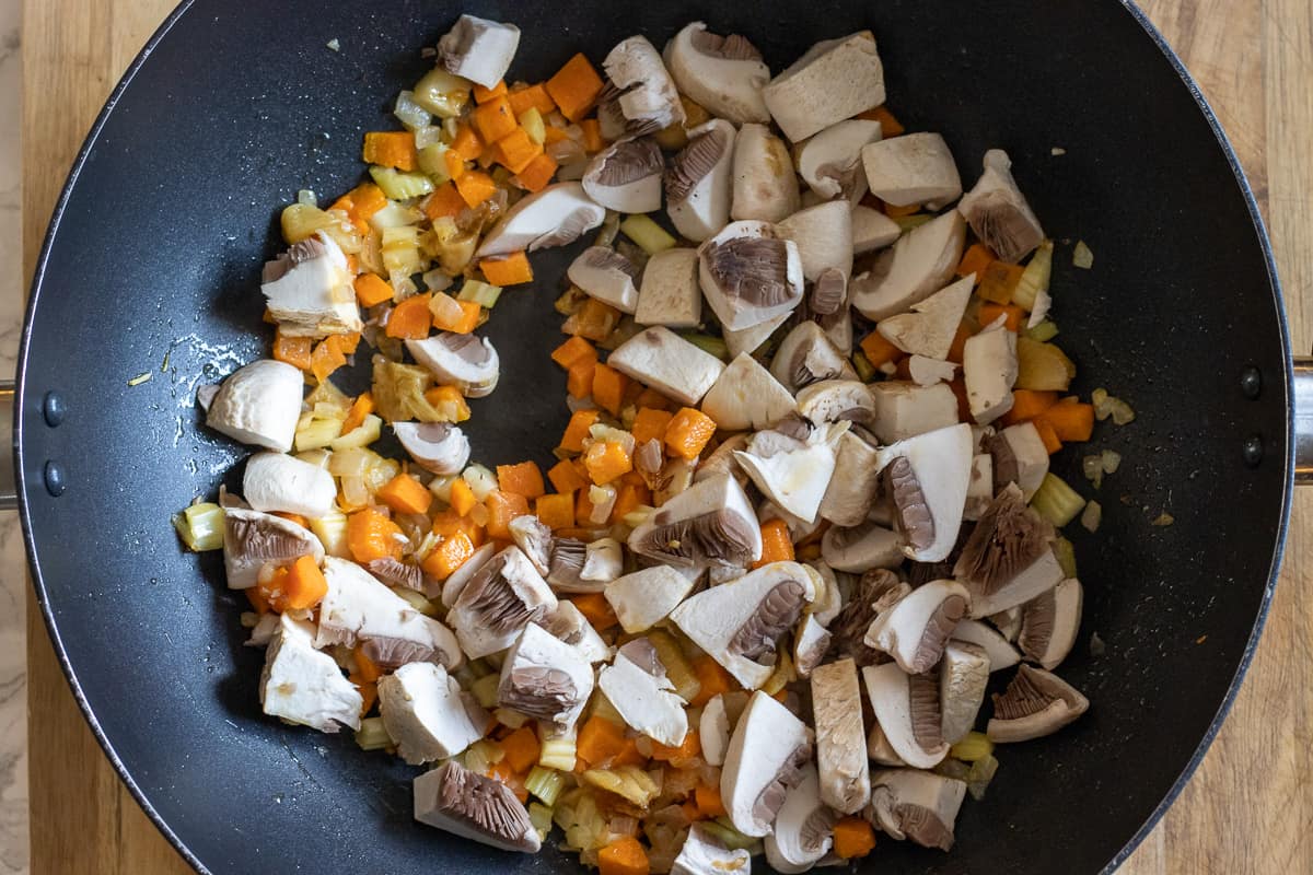Sautéing the mushrooms