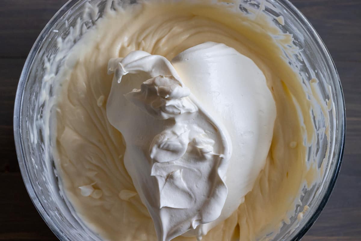 whipped cream is added to the mascarpone mixture