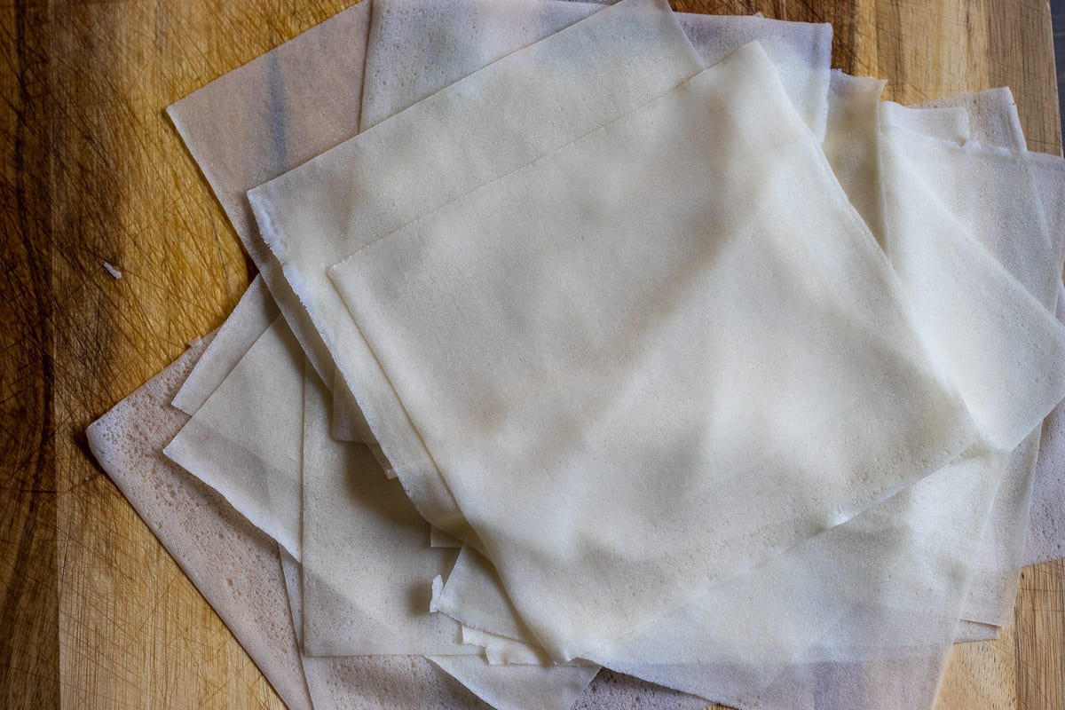 spring roll wrappers separated from each other
