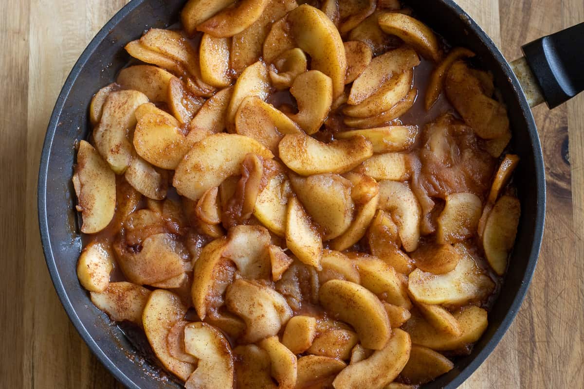 apple filling is cooked until apples are slightly softened