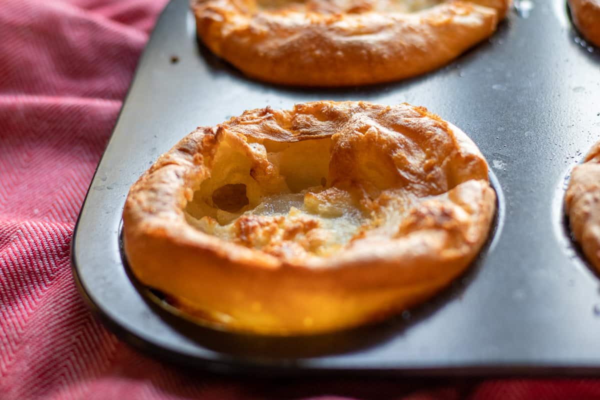 Gluten-free Yorkshire pudding freshly out of the oven