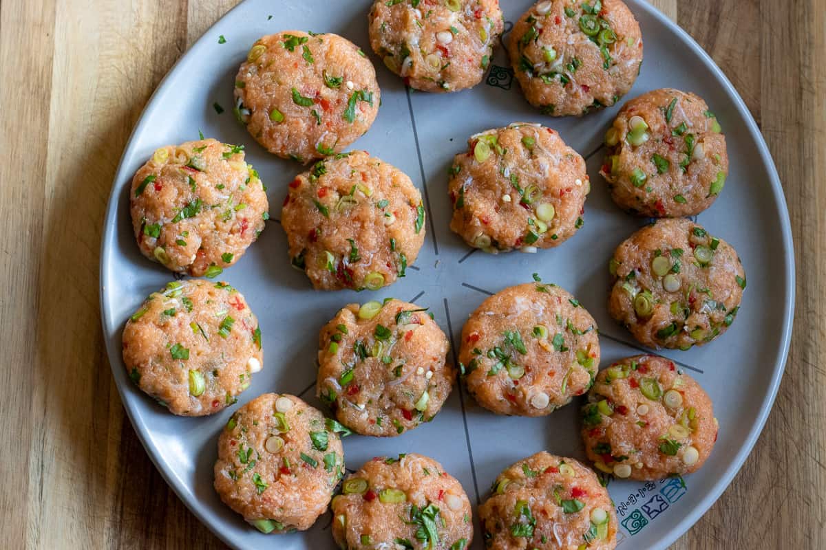 fish mixture is portioned into 15 patties