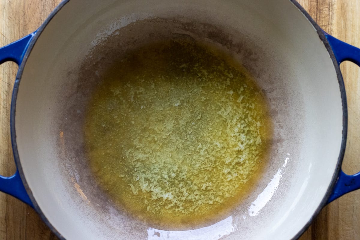 melting butter in a dutch oven