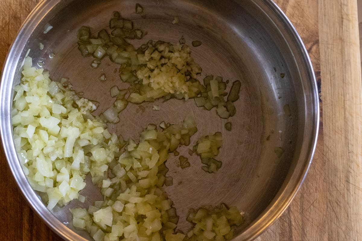 sautéing onions and garlic with olive oil