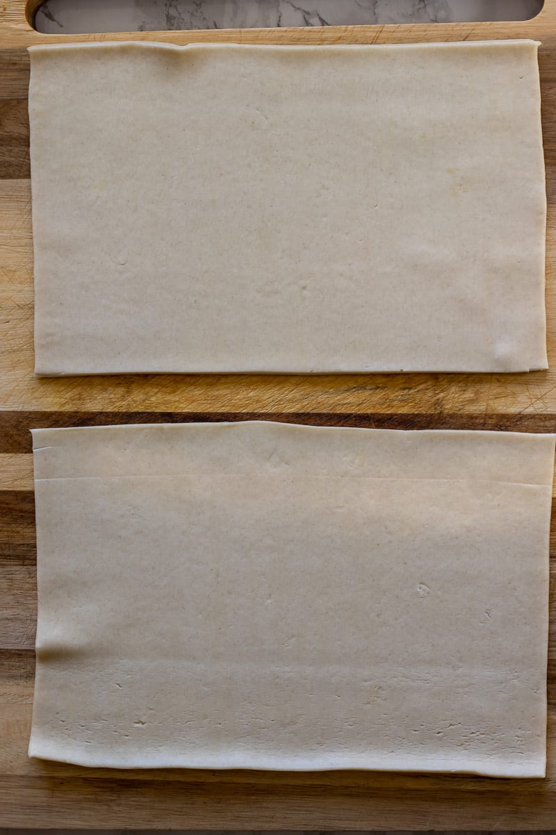 pastry is divided in two lengthwise