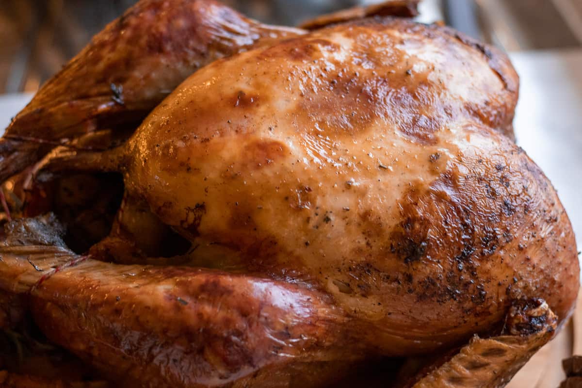 resting the perfect roast whole turkey recipe - easy method before carving