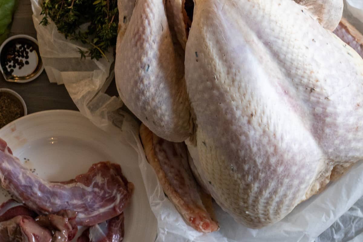 turkey neck and giblets are removed from there cavity of there bird