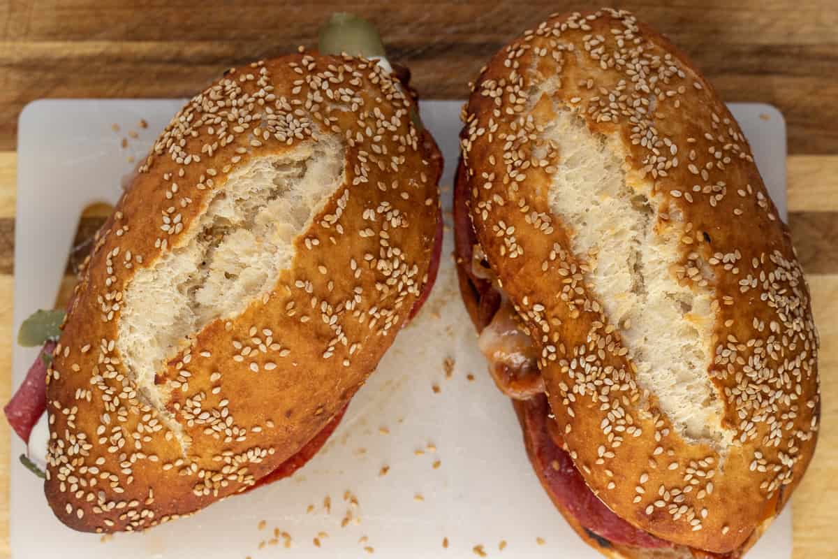the other halves of kumru bread are placed on filling