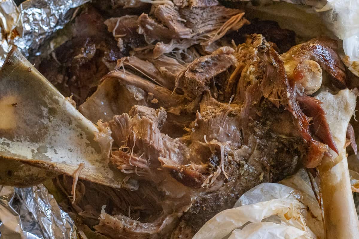 lamb shoulder cooked until fork tender