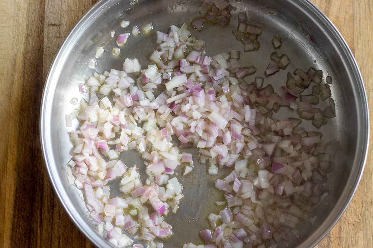 Sautéing the onions with ghee