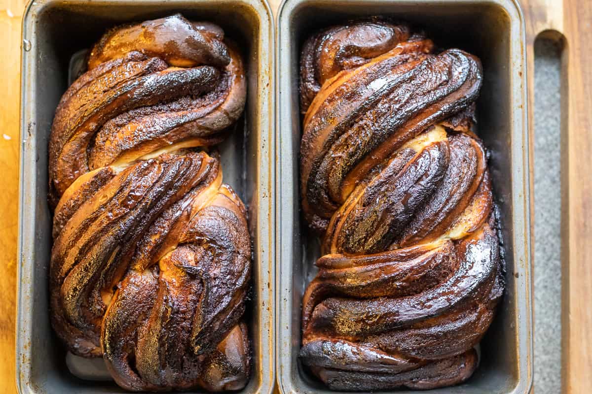 2 loaves of chocolate babka