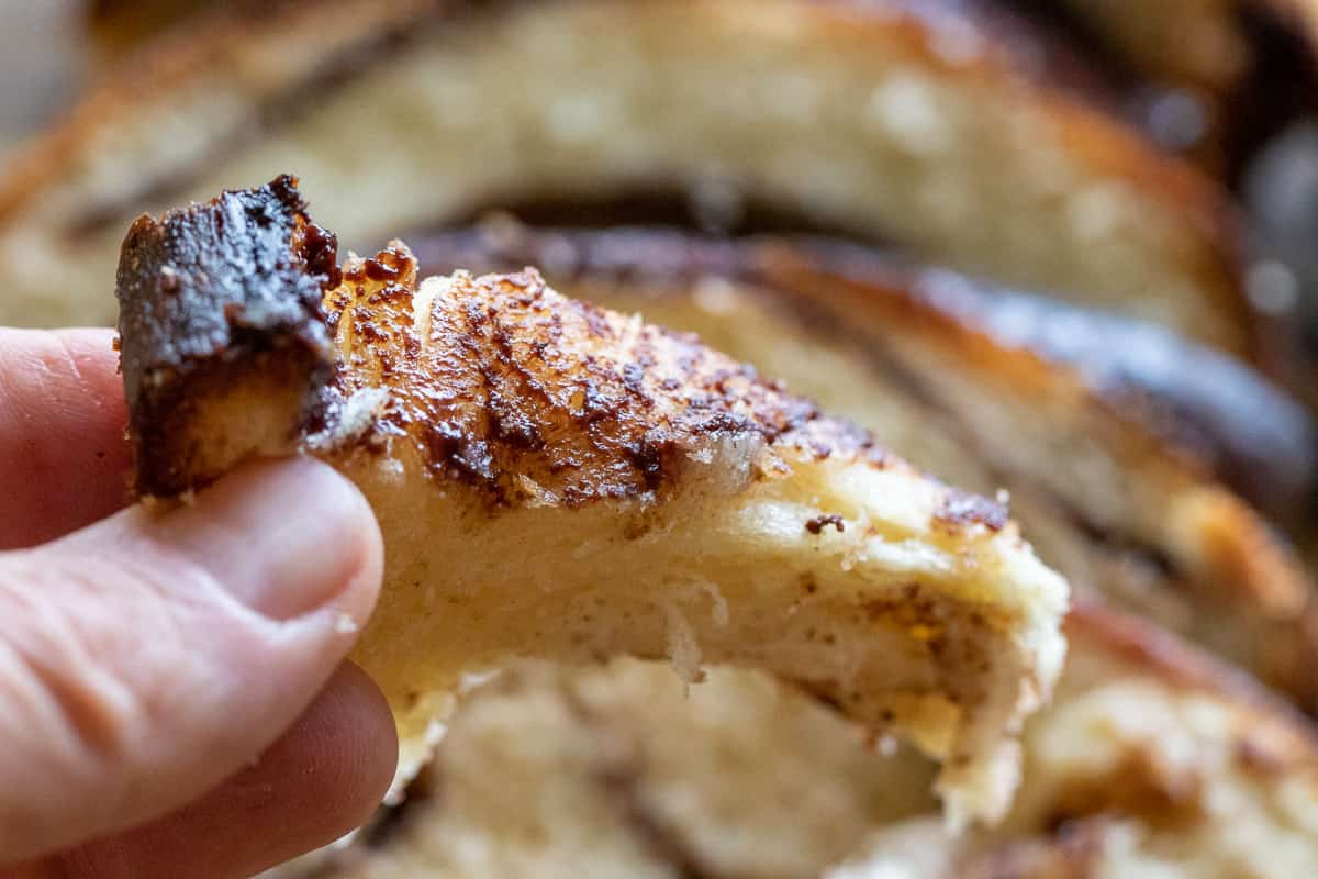 a piece of babka bread