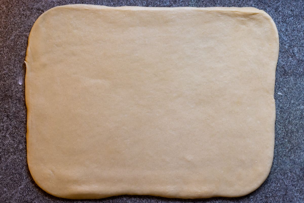 babka dough is shaped into rectangular