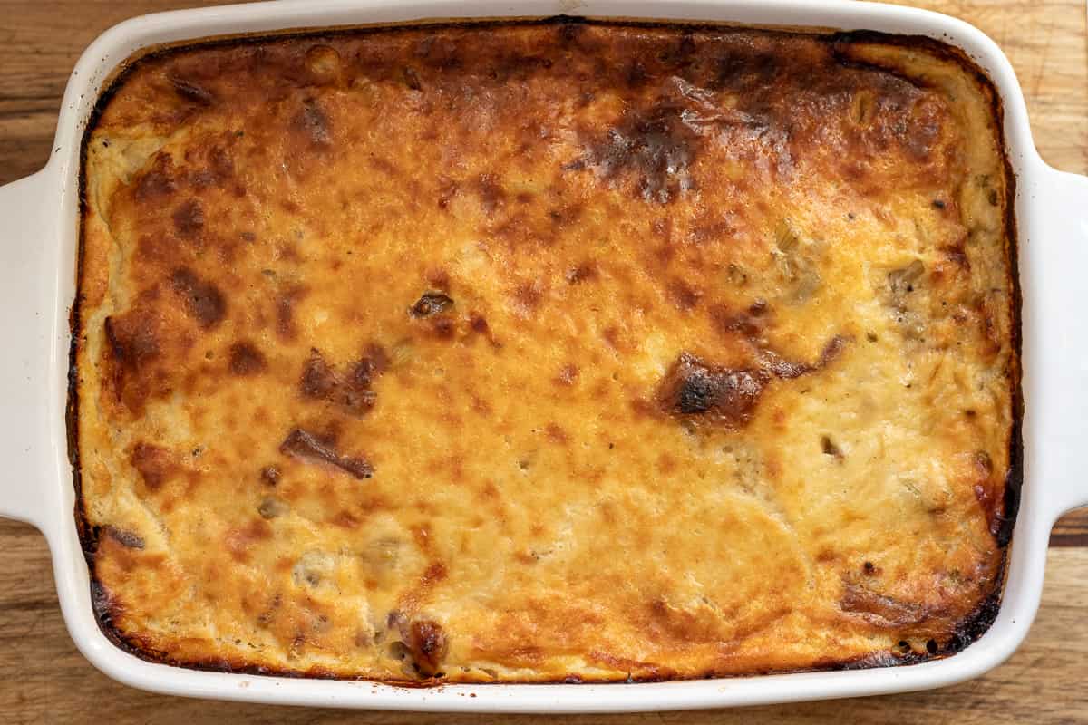 elbasan tava is cooked until golden brown