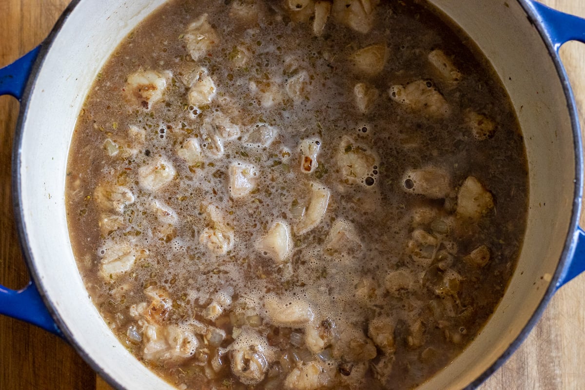 the water is added to the pan