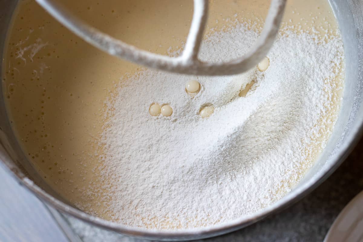 the flour is added to the mixture