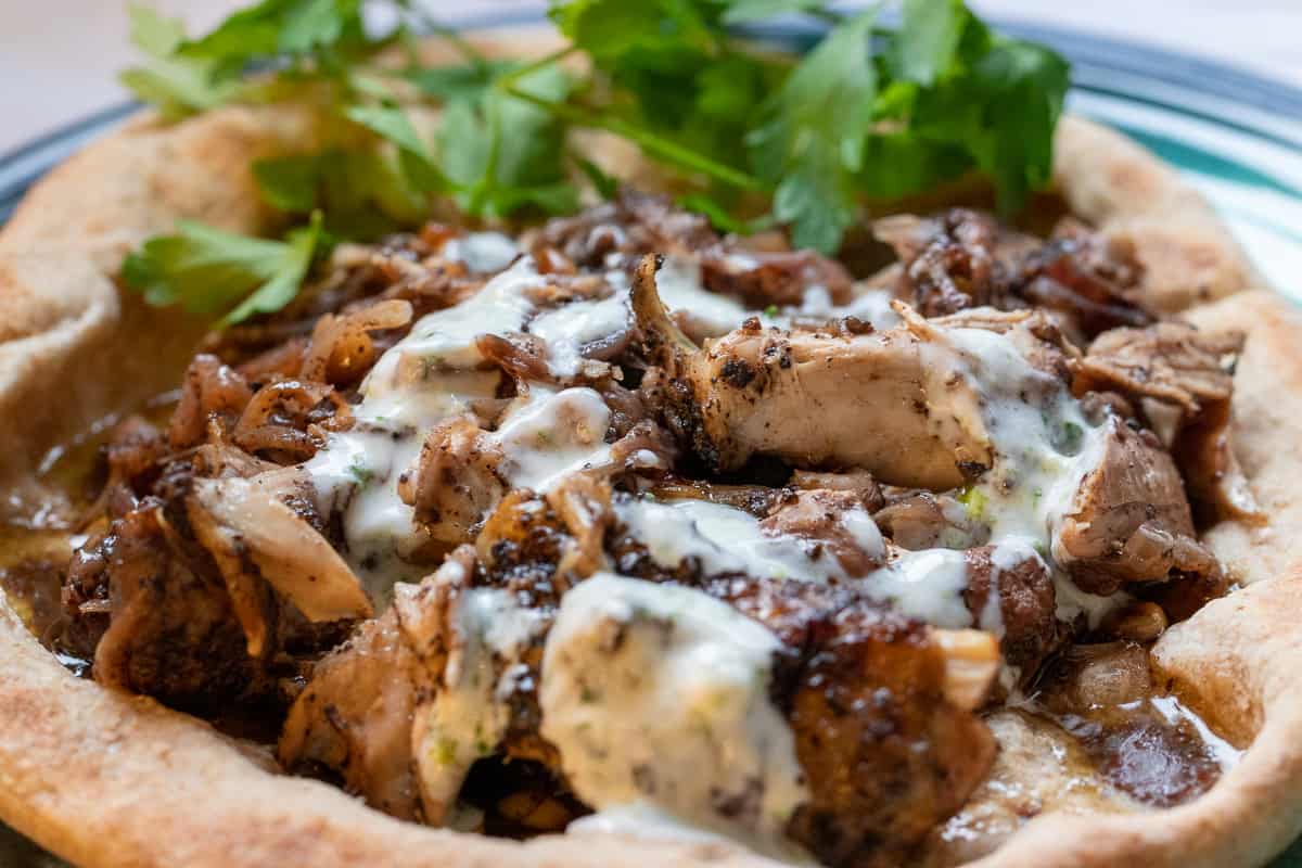 musakhan chicken served on a Taboon Bread