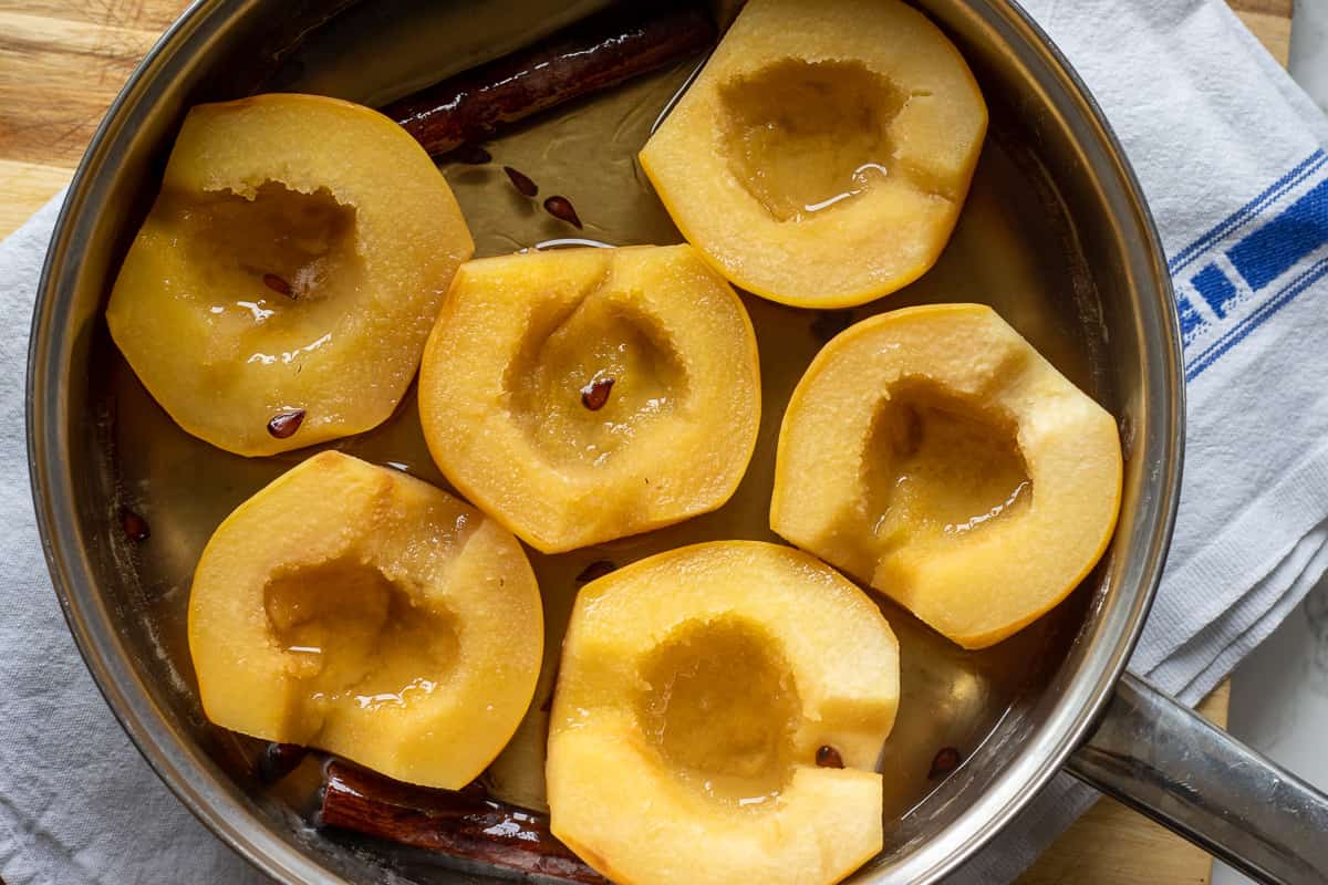 quinces are poached until tender