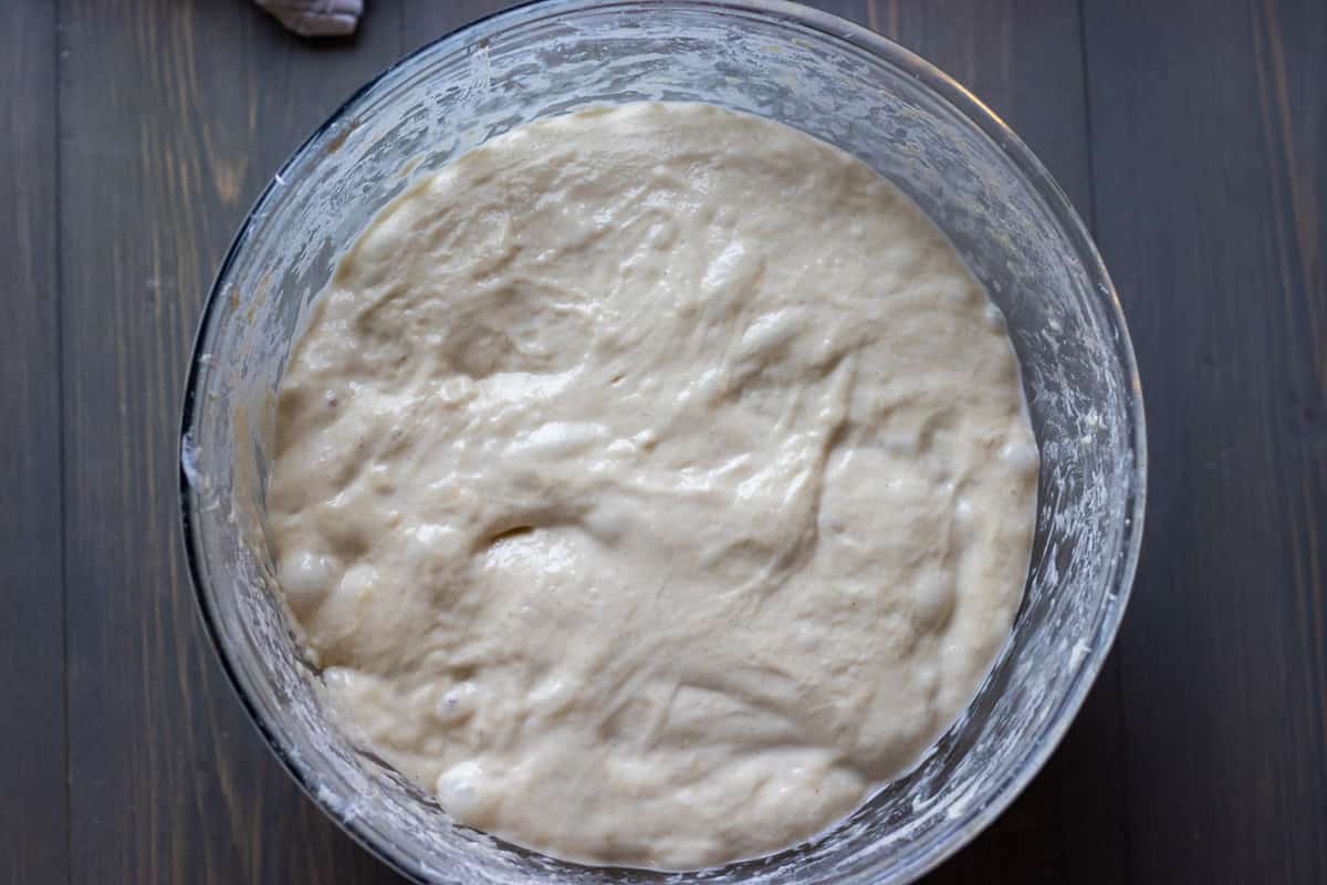 the dough has been stretched and folded for 4 times