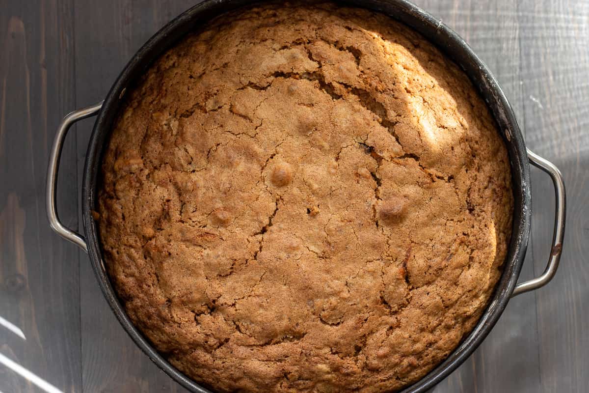 easy carrot cake is baked for 55-60 minutes