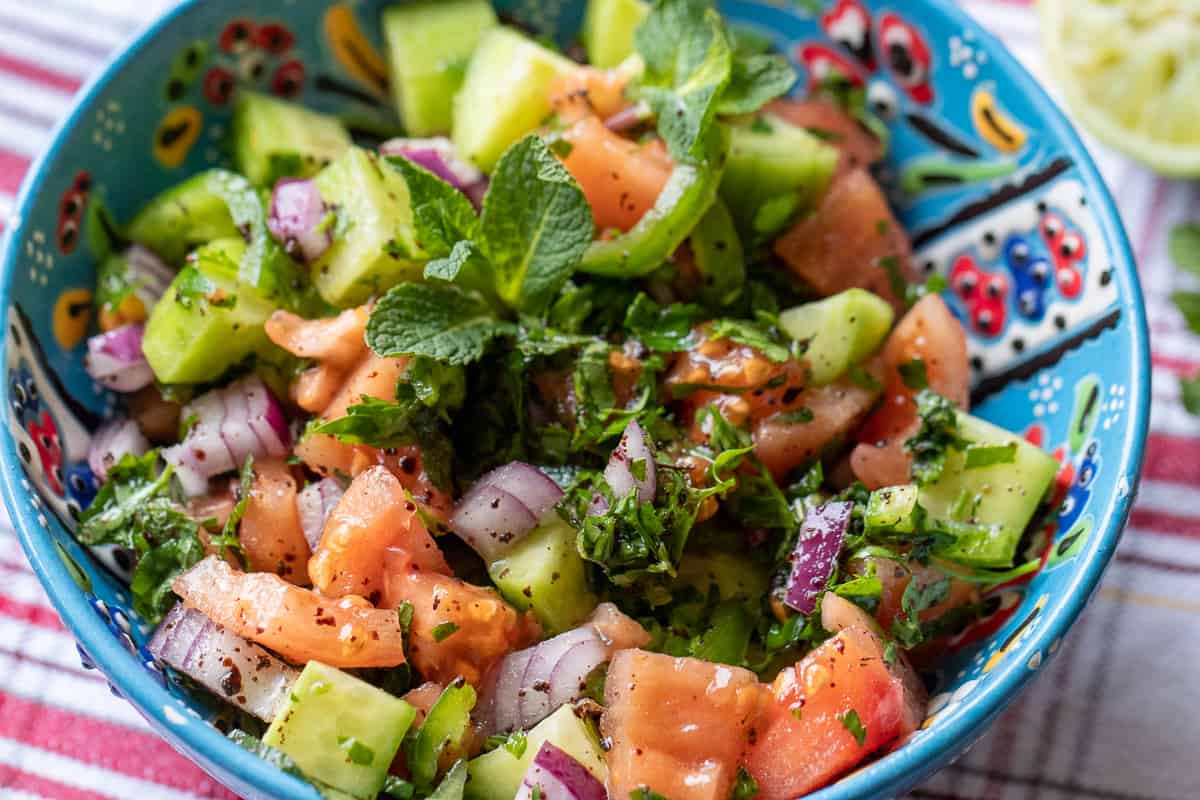Persian Shirazi Salad served in a bowl
