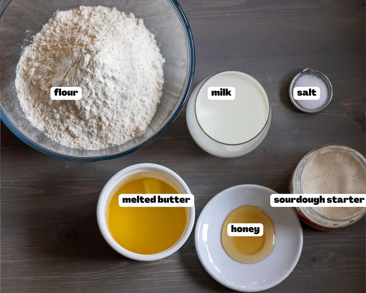 Labelled ingredients for the recipe.