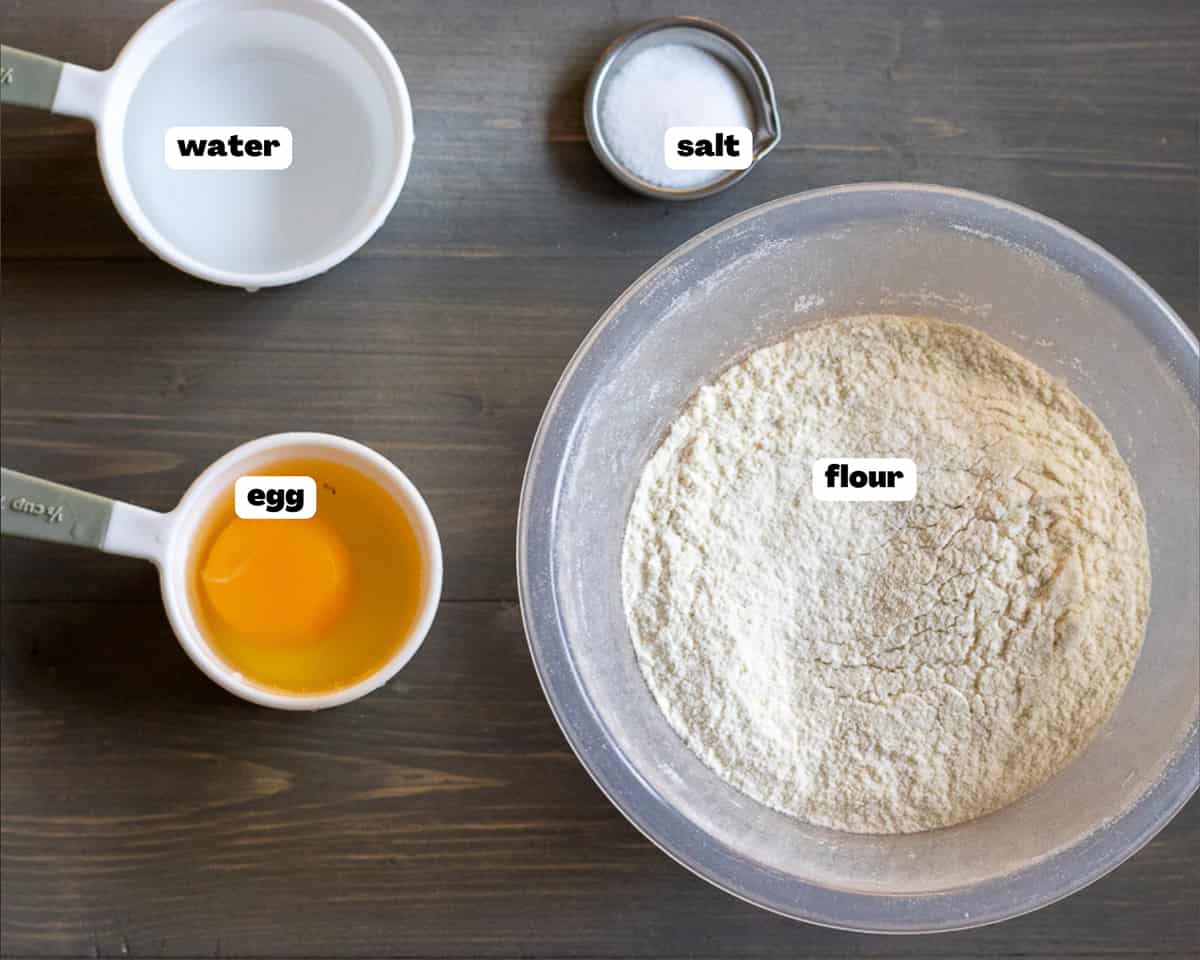 Labelled picture of ingredients for Manti - Turkish ravioli