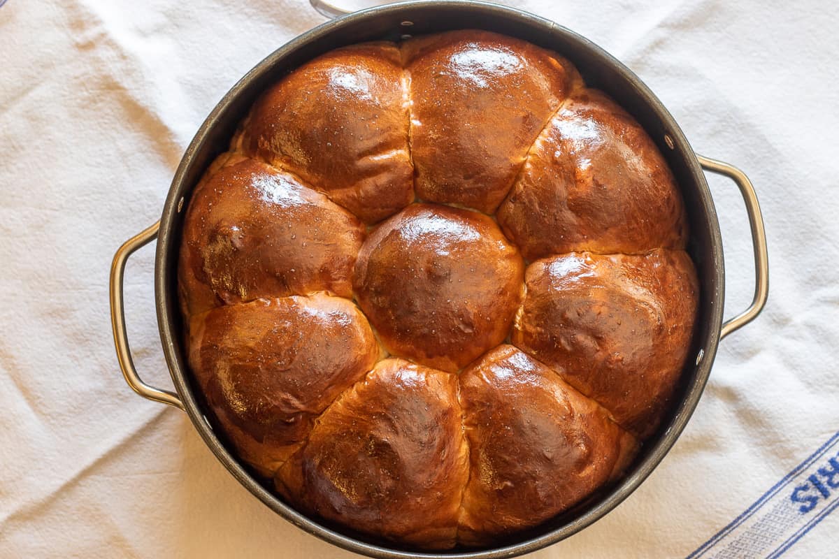 Japanese Hokkaido milk. bread buns are baked for 25 minutes