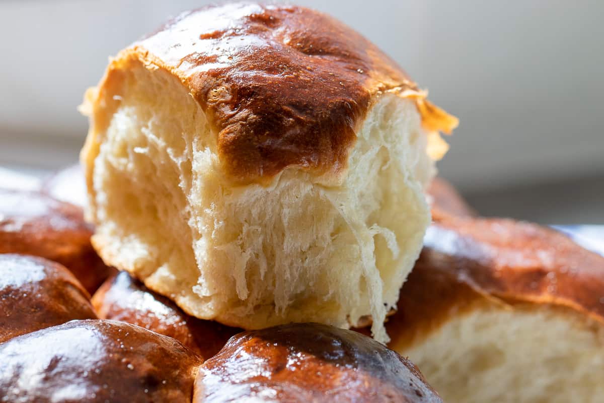 a piece of Japanese Hokkaido milk bread bun