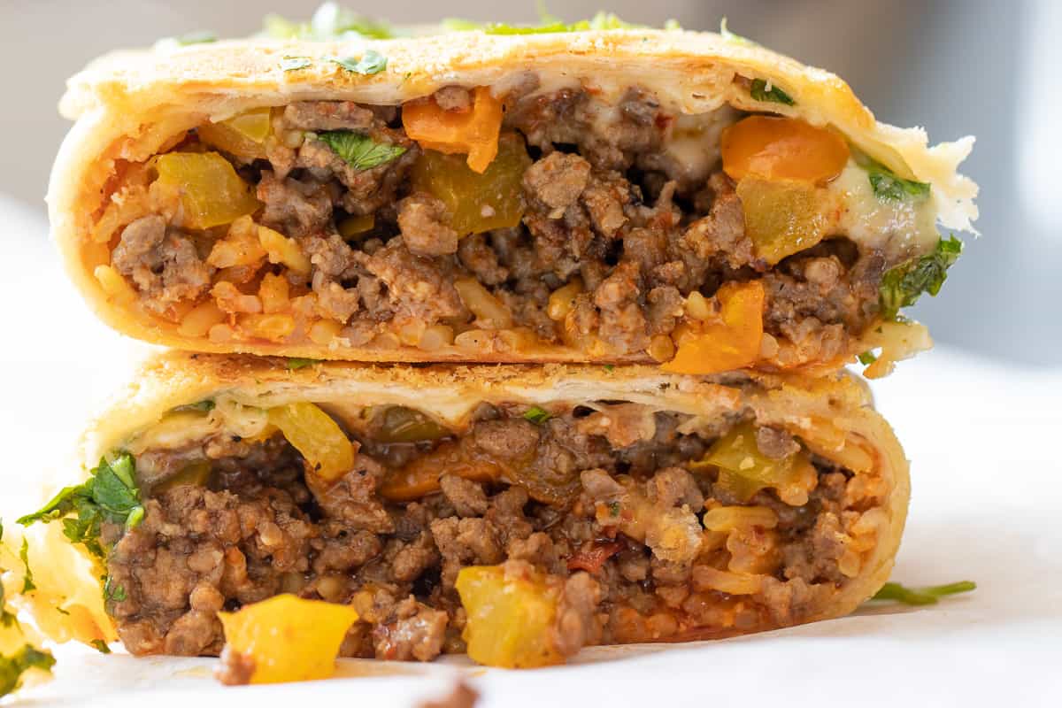 grilled cheese burrito Taco Bell cut in two and put on top of each other