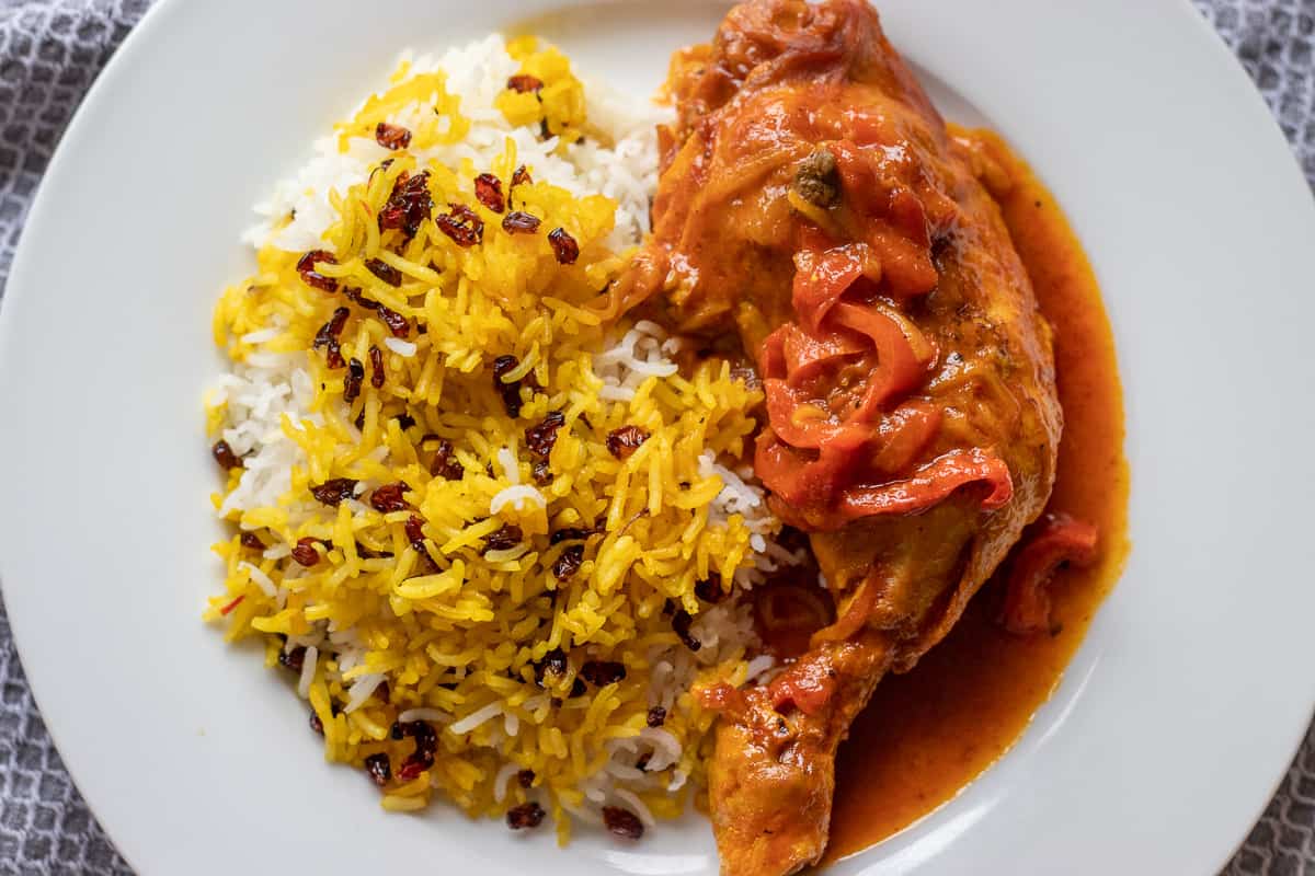 barberry rice served with chicken