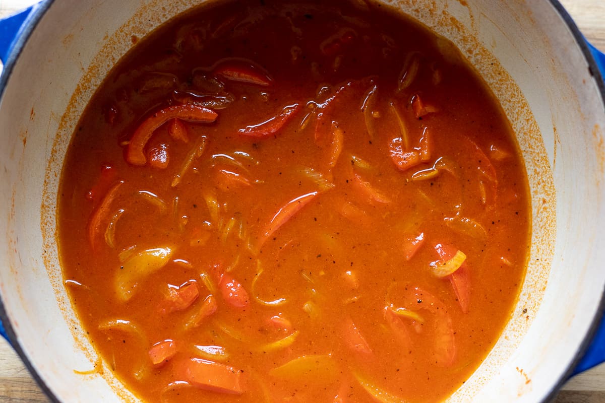 water is added to the dutch oven