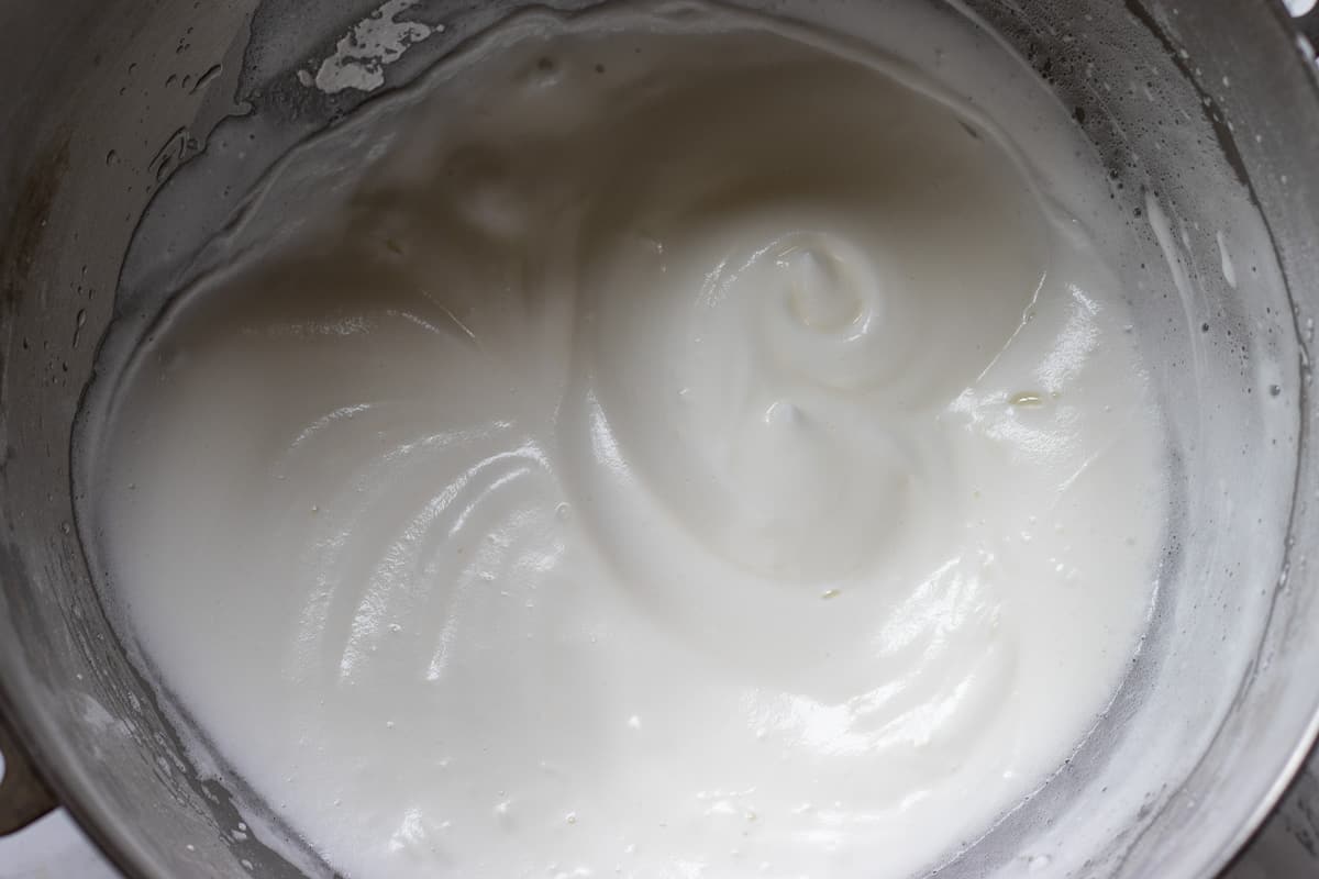 egg whites are whisked until stiff