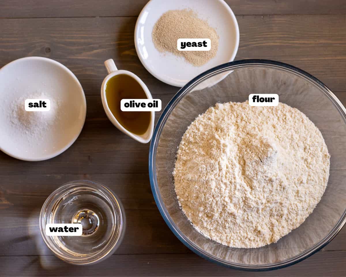 labelled picture of ingredients for fatayer dough