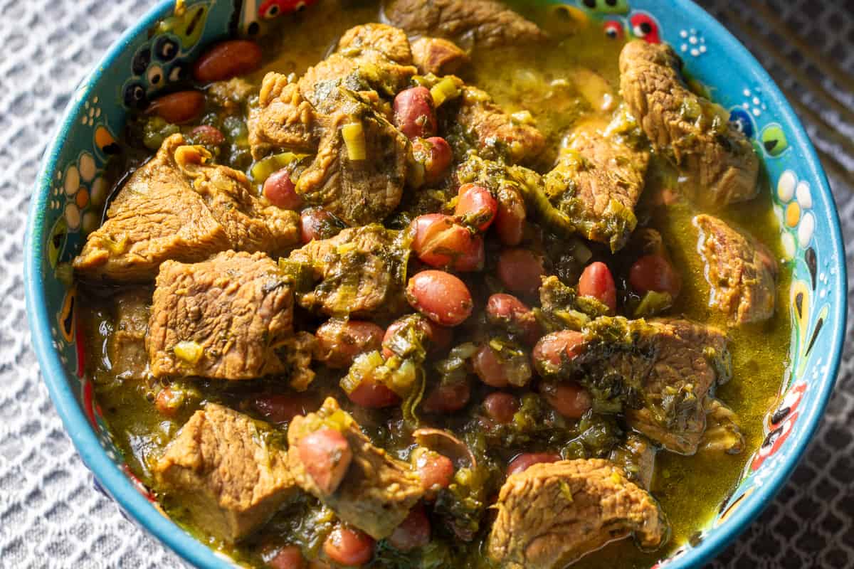 a bowl of Ghormeh Sabzi